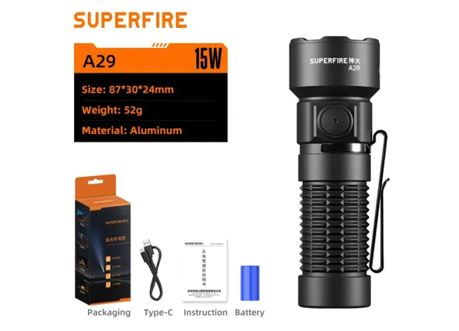 Ліхтар Superfire A29 EDC Black Фото 2